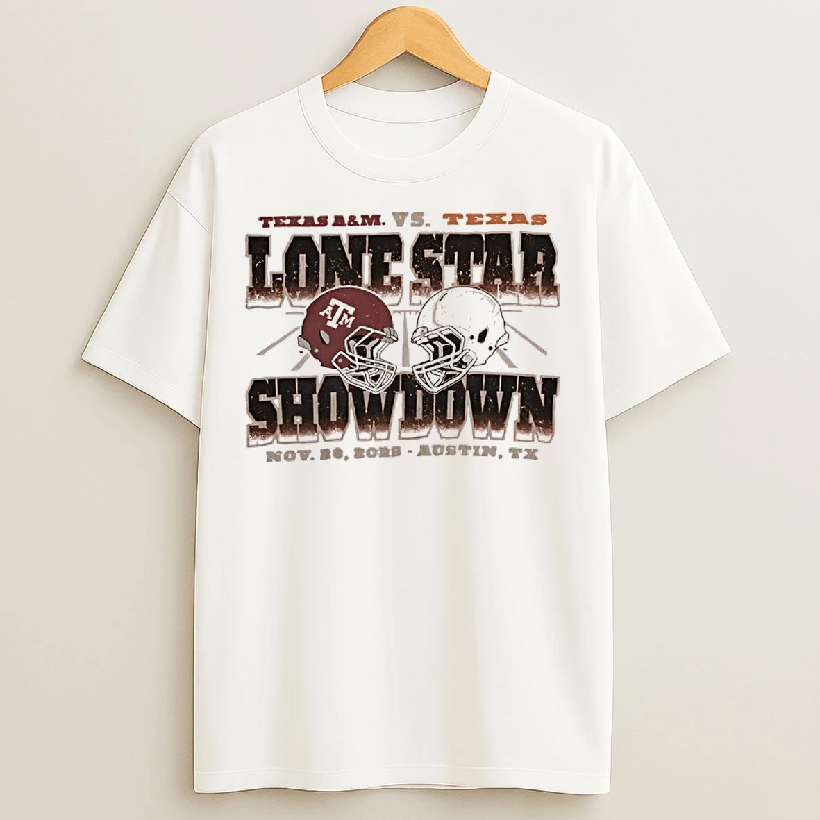 Classic Texas Am Vs Texas 2025 Lone Star Showdown Football Helmet T Shirts