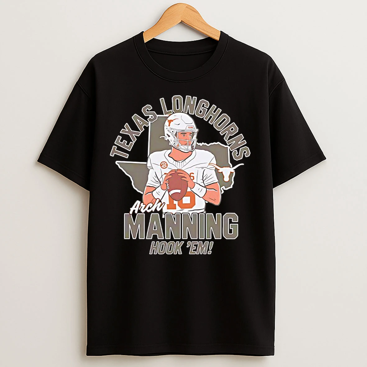 Classic Texas Longhorns Arch Manning Hook Em Football T Shirts