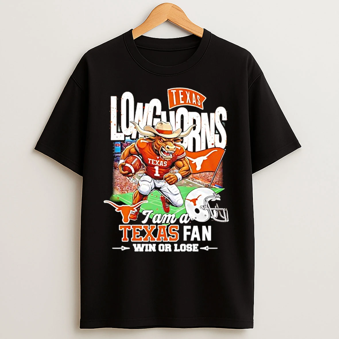 Classic Texas Longhorns I Am A Texas Fan Win Or Lose Mascot T Shirts