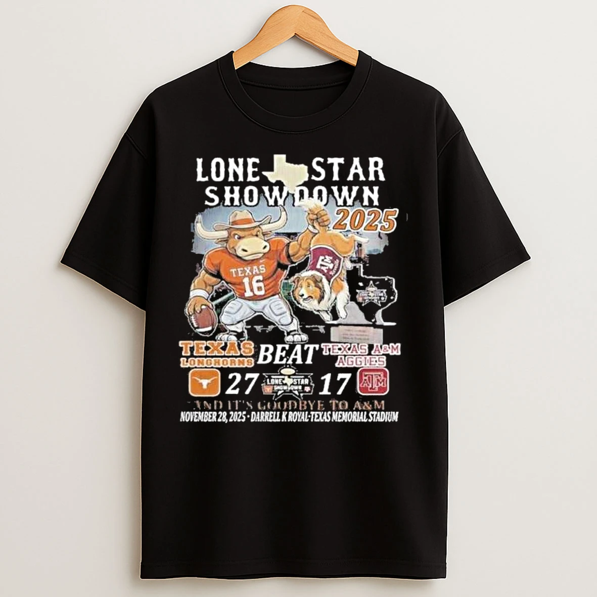 Classic Texas Longhorns Mascot Beat Aggies 2025 Lone Star Showdown T Shirts
