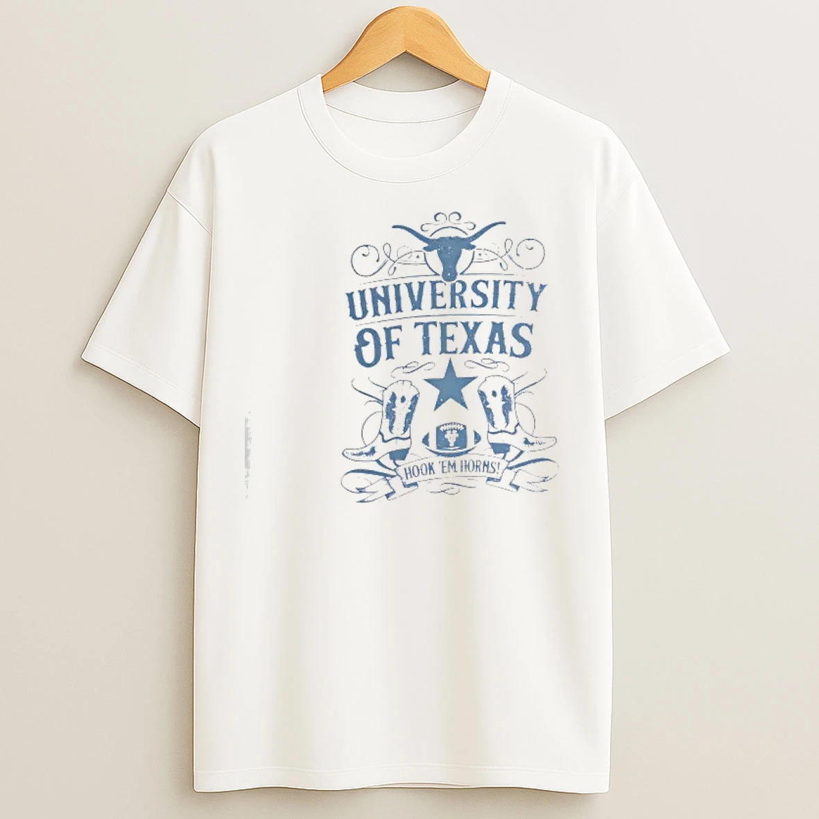 Classic Texas Longhorns Ribbon Boots Logo T Shirts