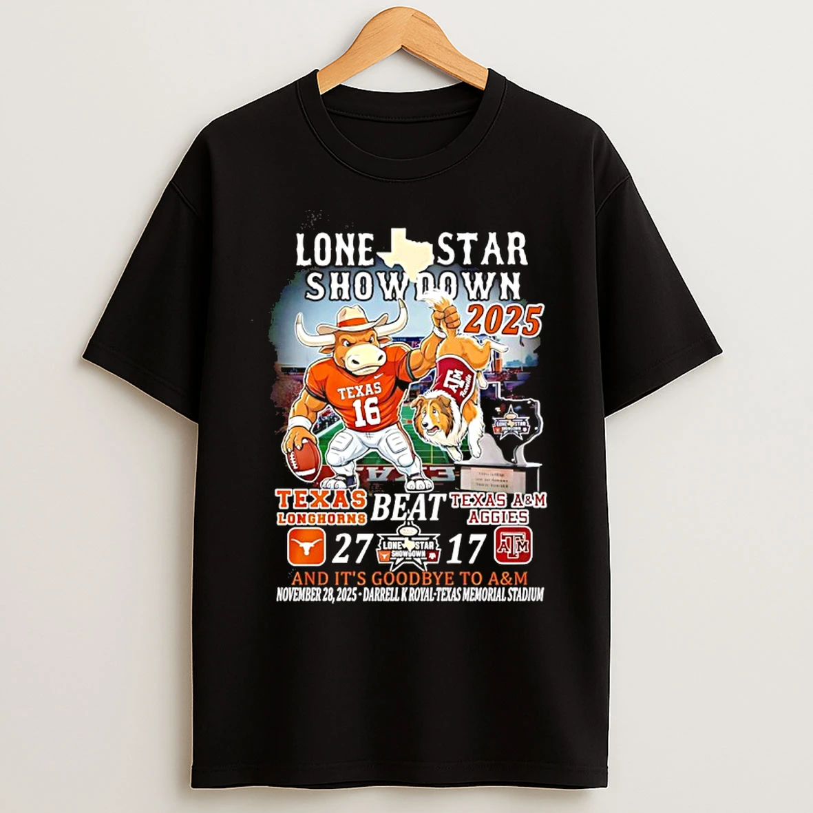 Classic Texas Longhorns Beat Texas Am Lone Star Showdown 2025 Mascot T Shirts