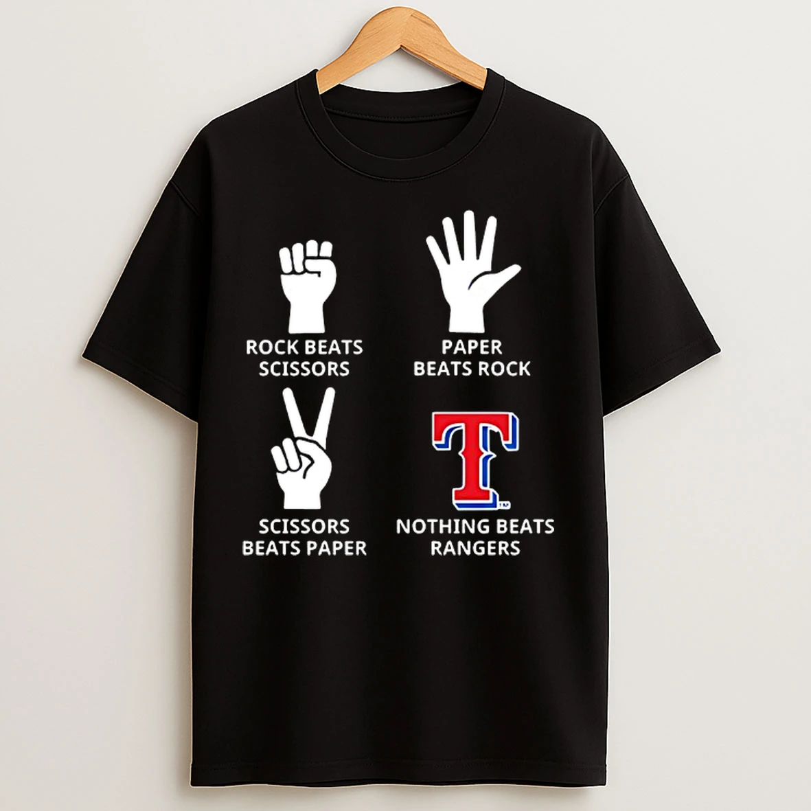 Classic Texas Rangers Nothing Beats Rock Beats Scissors Paper Beats Rock Scissors Beats Paper T Shirts