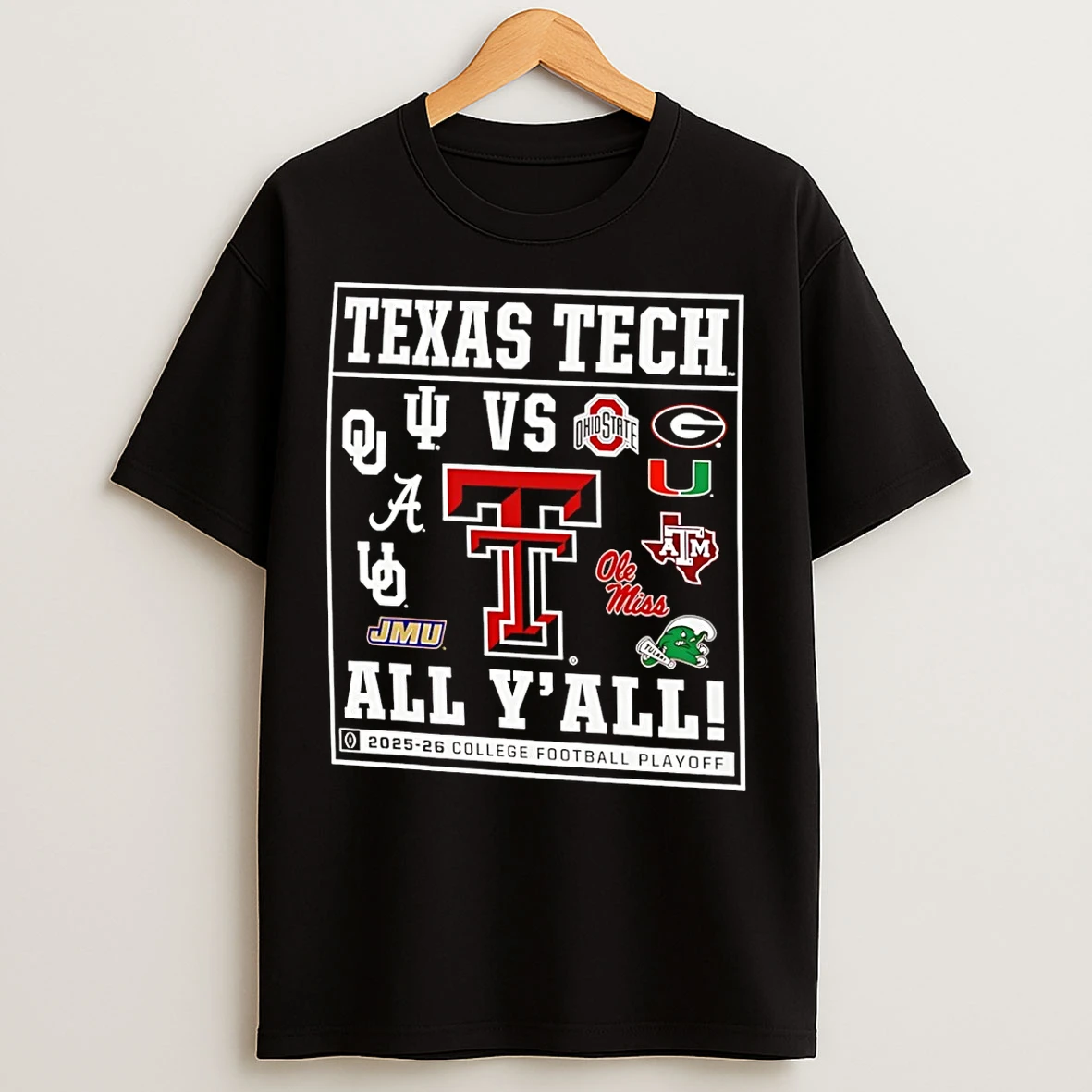 Classic Texas Tech 2025 Cfp Framed 12 Team All Yall T Shirts