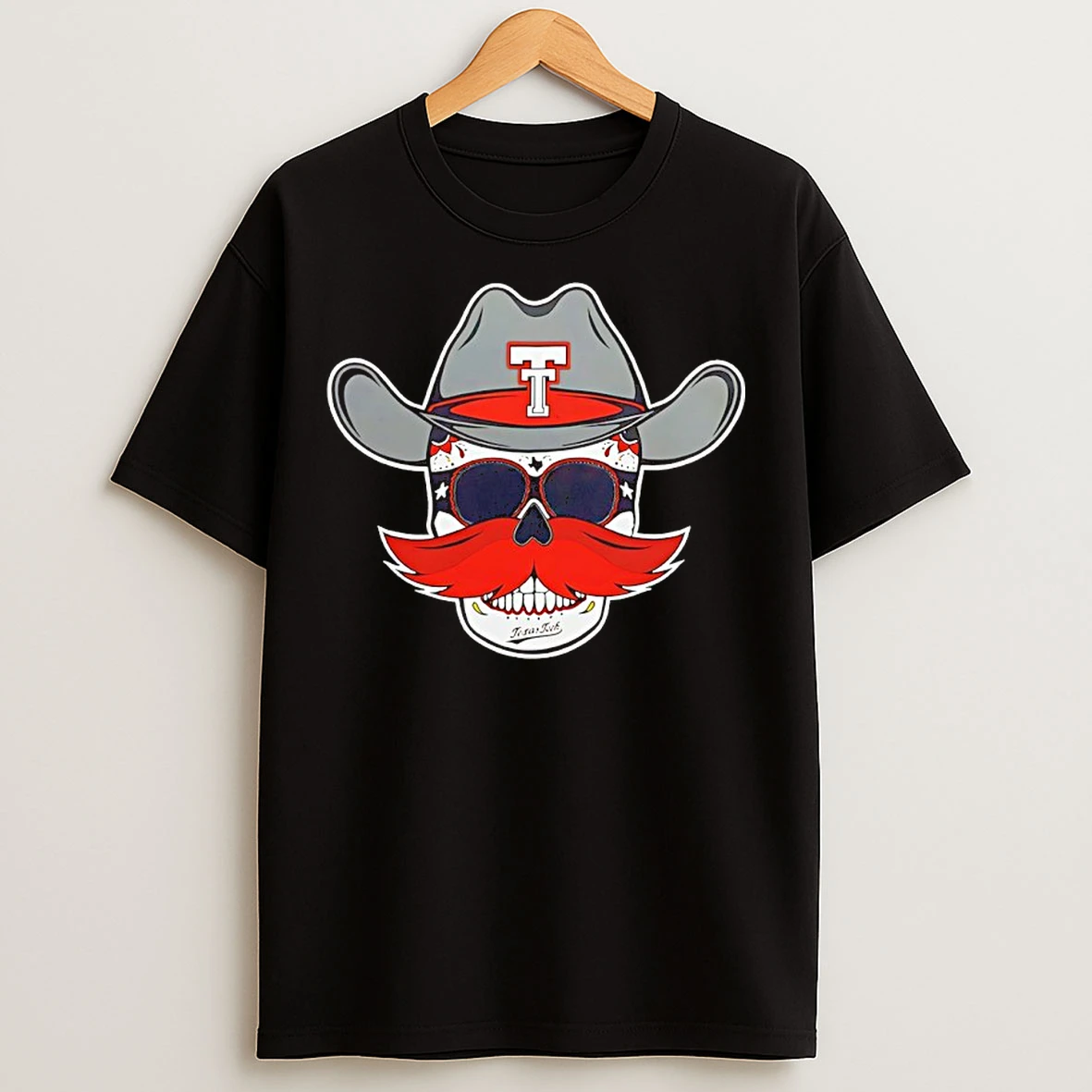 Classic Texas Tech Dark Horse Western Skully T Shirts
