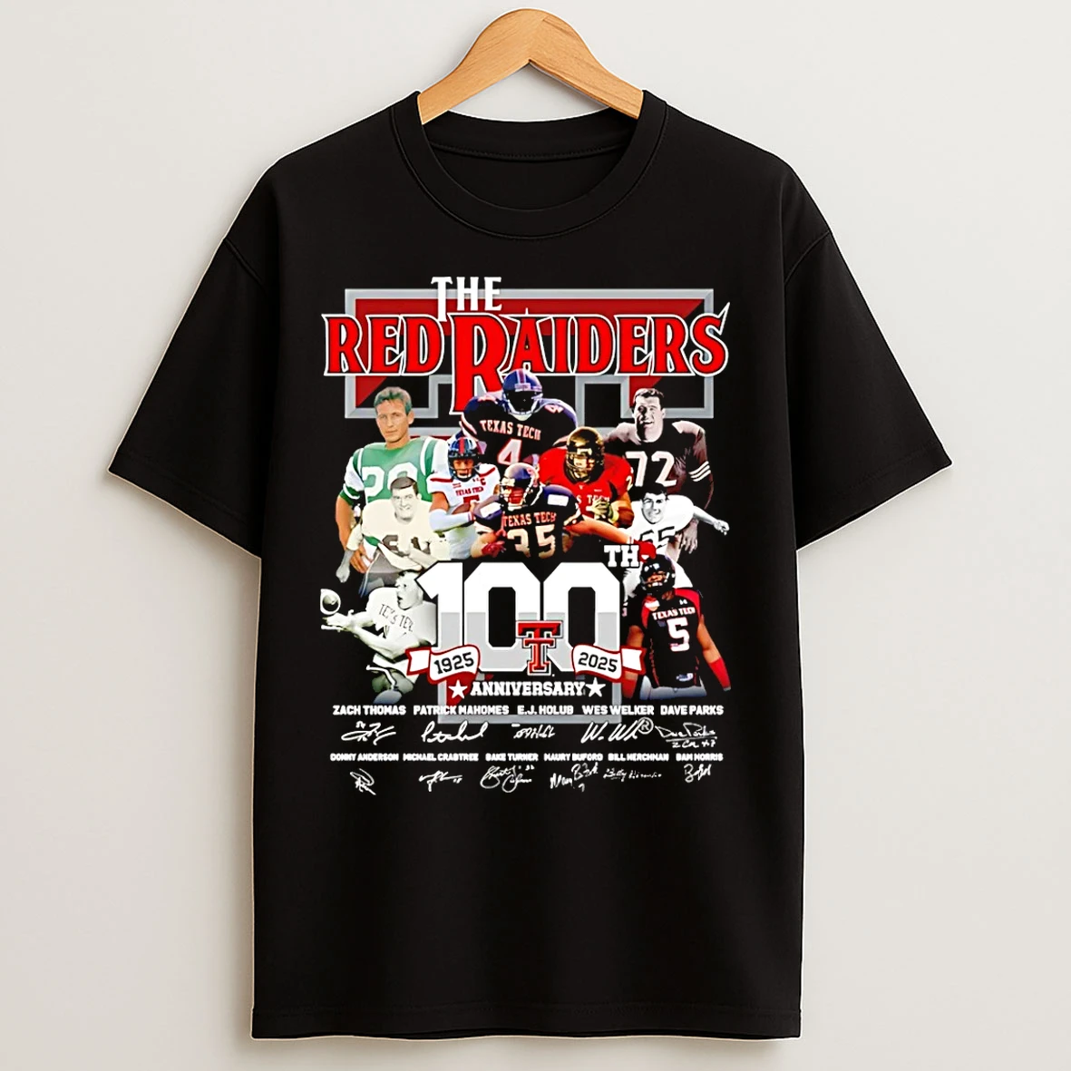 Classic Texas Tech Red Raiders 100th Anniversary 1925 2025 Signatures T Shirts