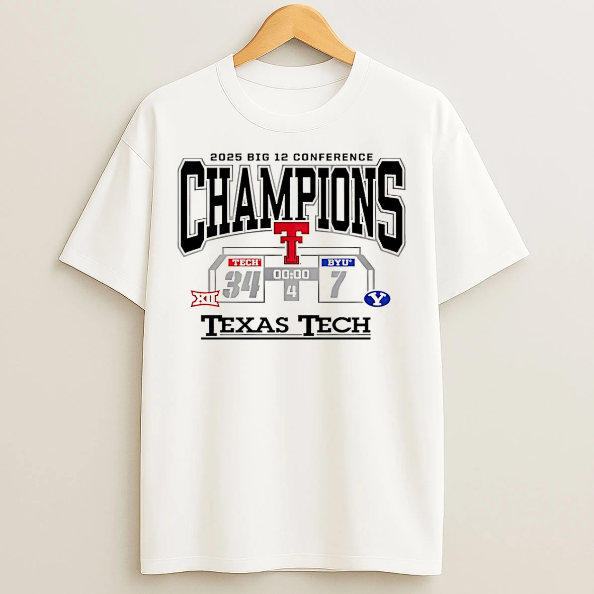 Classic Texas Tech Red Raiders 2025 Big 12 Champions 24 7 Score T Shirts