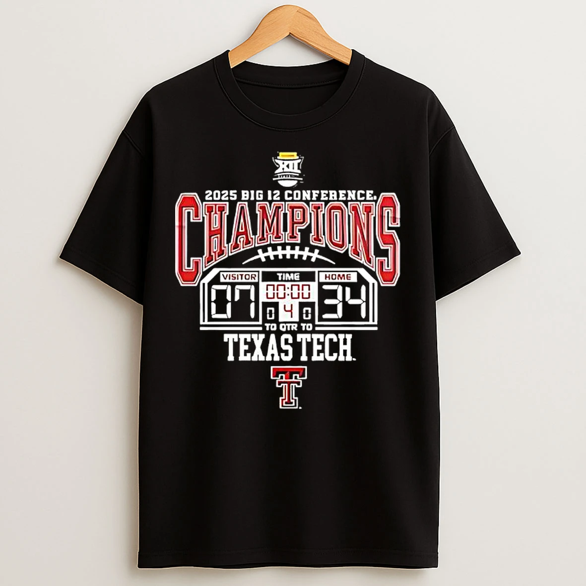 Classic Texas Tech Red Raiders 2025 Big 12 Champions Score T Shirts