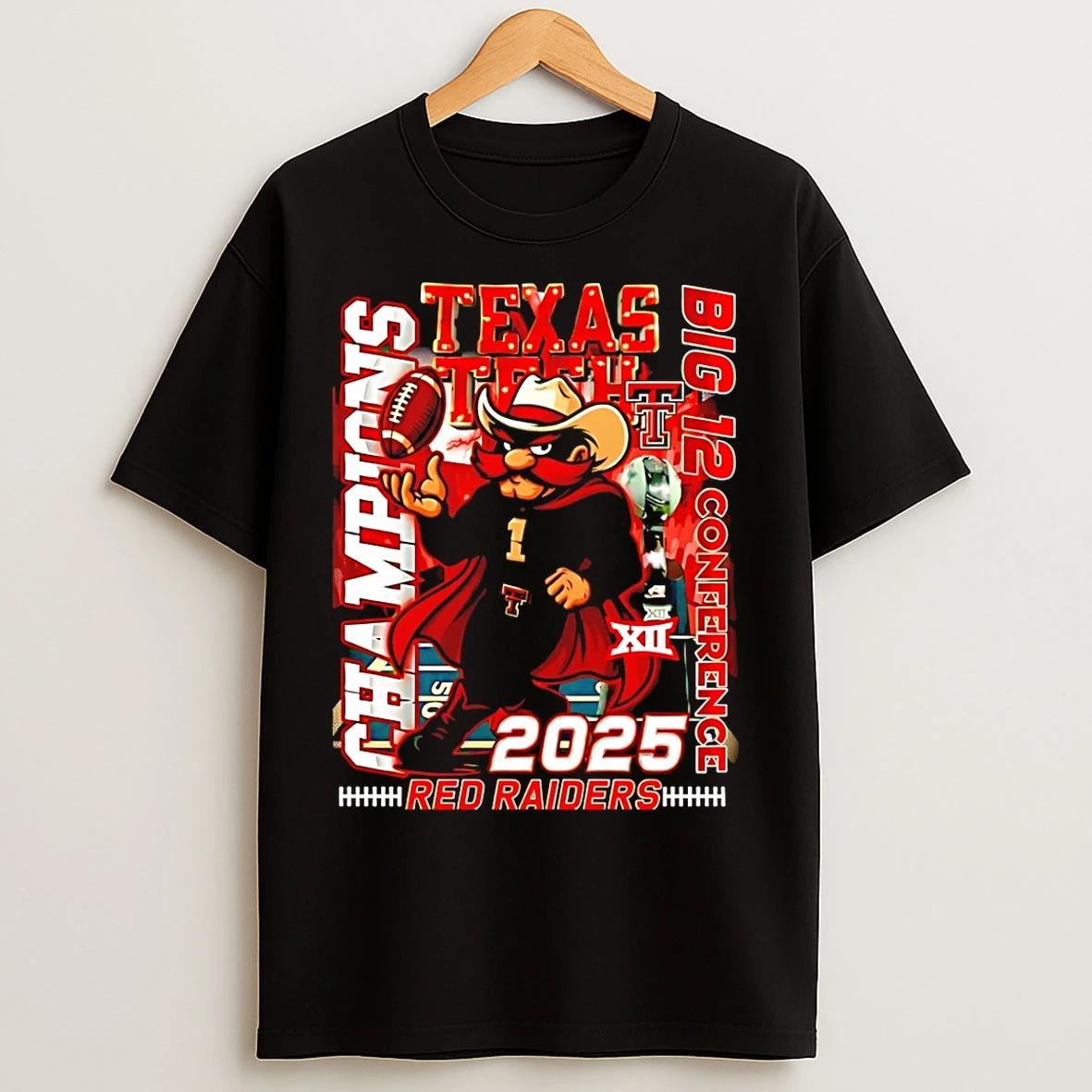 Classic Texas Tech Red Raiders 2025 Big 12 Champions Mascot T Shirts