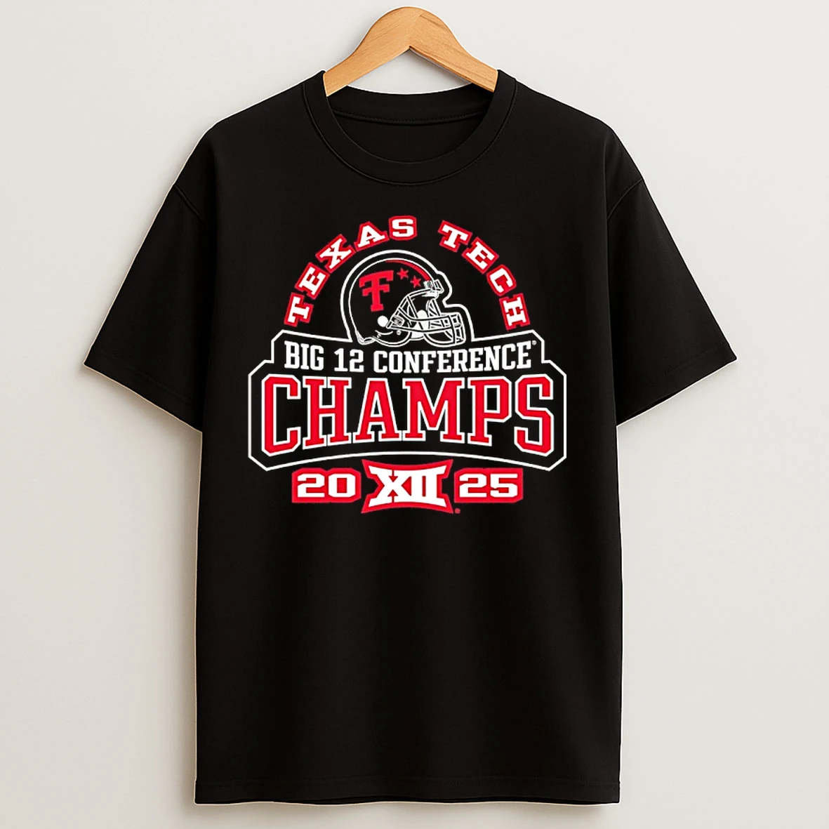 Classic Texas Tech Red Raiders 2025 Big 12 Conference Champions Helmet T Shirts
