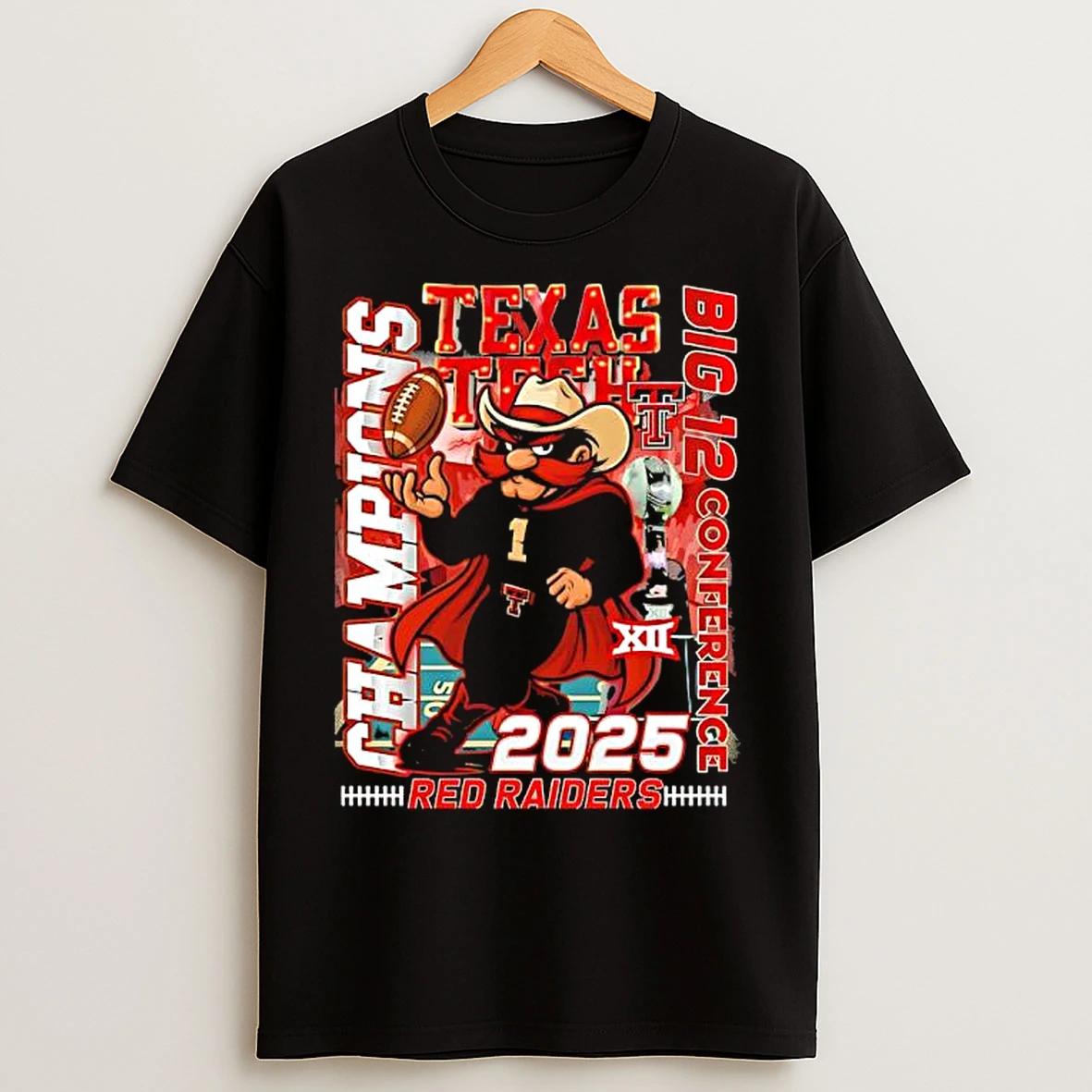 Classic Texas Tech Red Raiders 2025 Big 12 Conference Champions Mascot Logo T Shirts