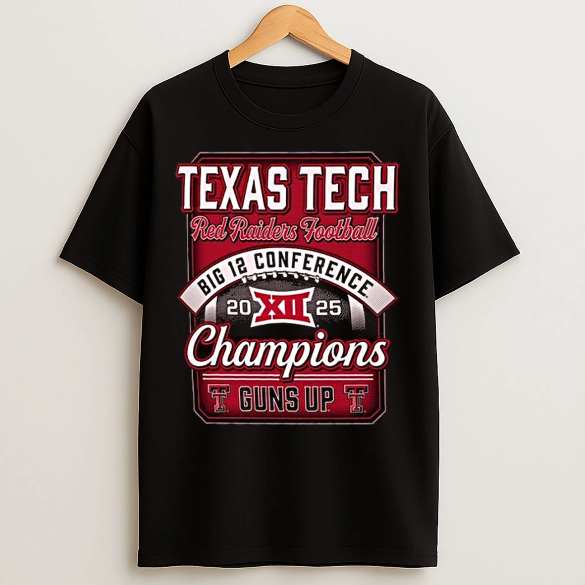 Classic Texas Tech Red Raiders 2025 Big 12 Football Champions Guns Up T Shirts