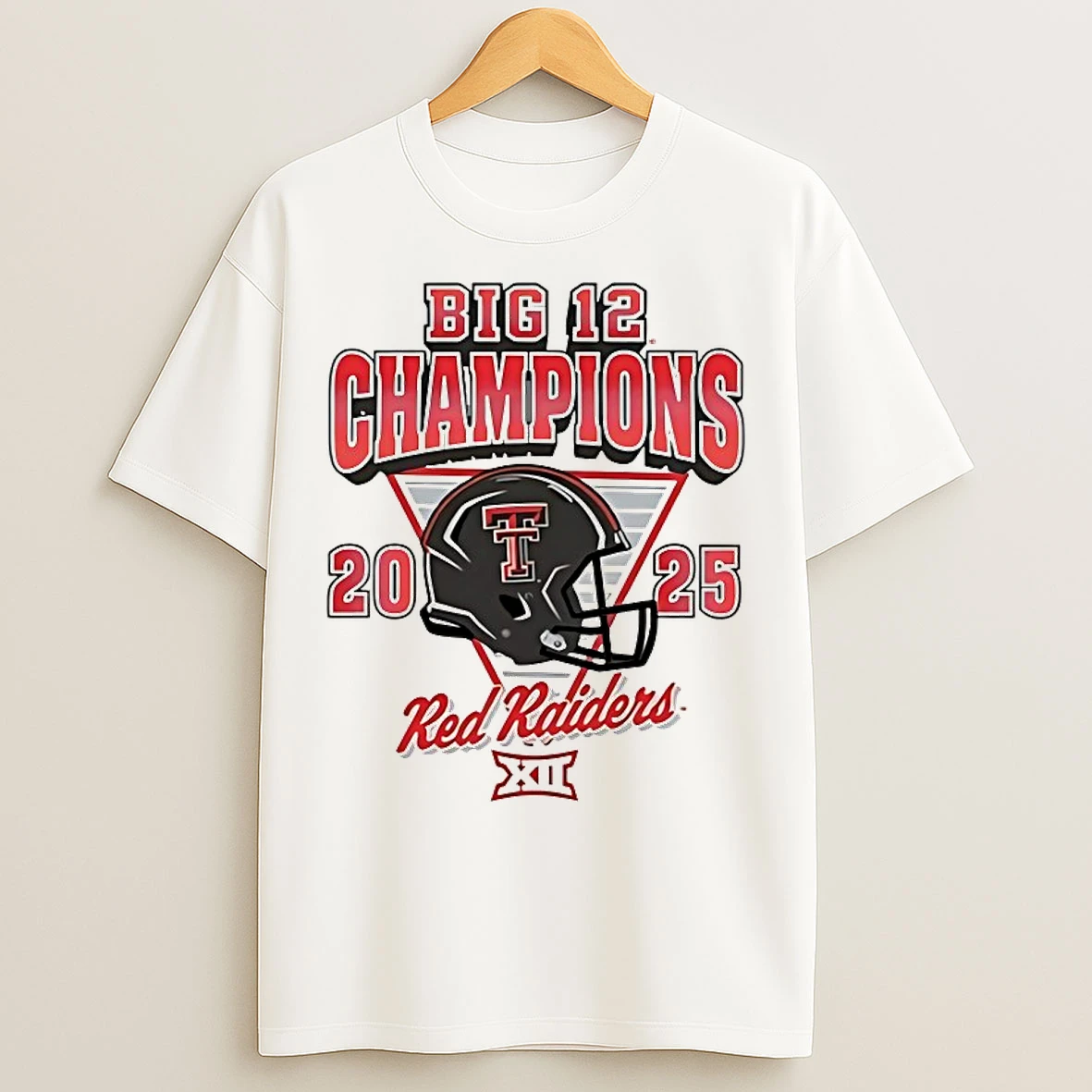 Classic Texas Tech Red Raiders 2025 Big 12 Football Champions Helmet T Shirts
