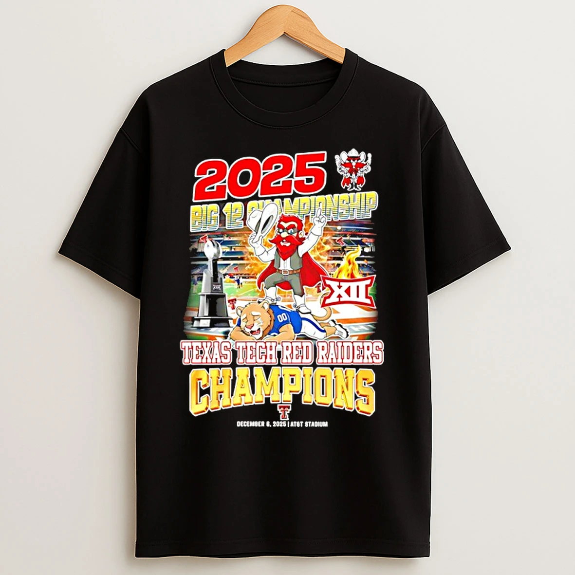 Classic Texas Tech Red Raiders 2025 Big Ten Champions Mascot T Shirts