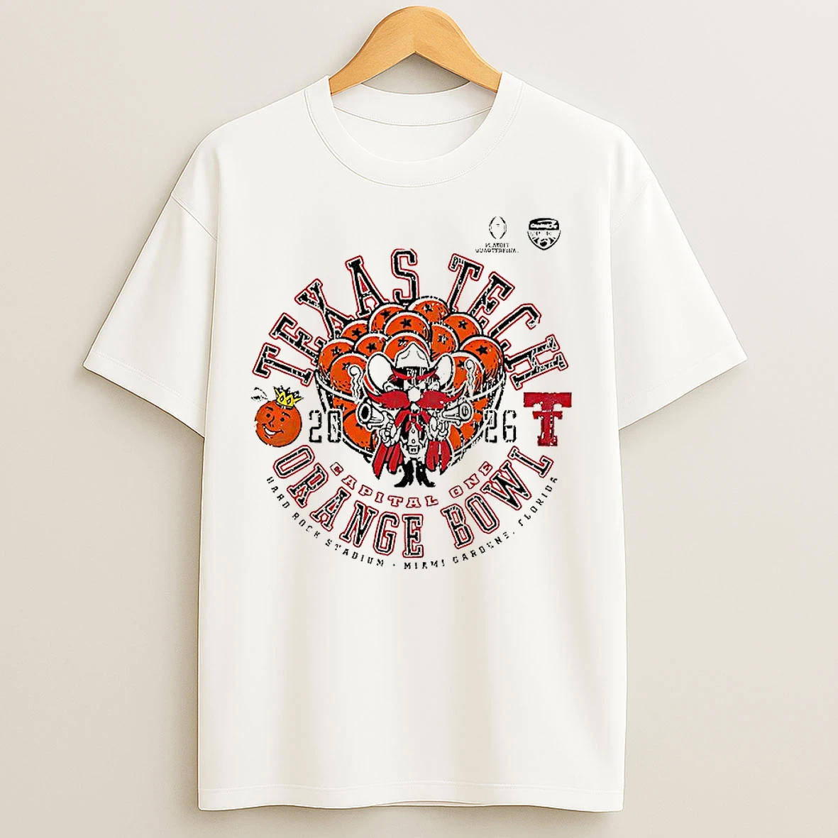 Classic Texas Tech Red Raiders 2025 Cfp Capital One Orange Bowl Hard Rock Stadium Mascot T Shirts