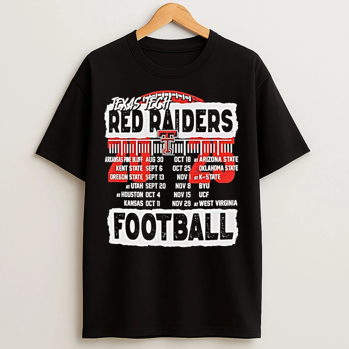 Classic Texas Tech Red Raiders 2025 Football Schedule T Shirts
