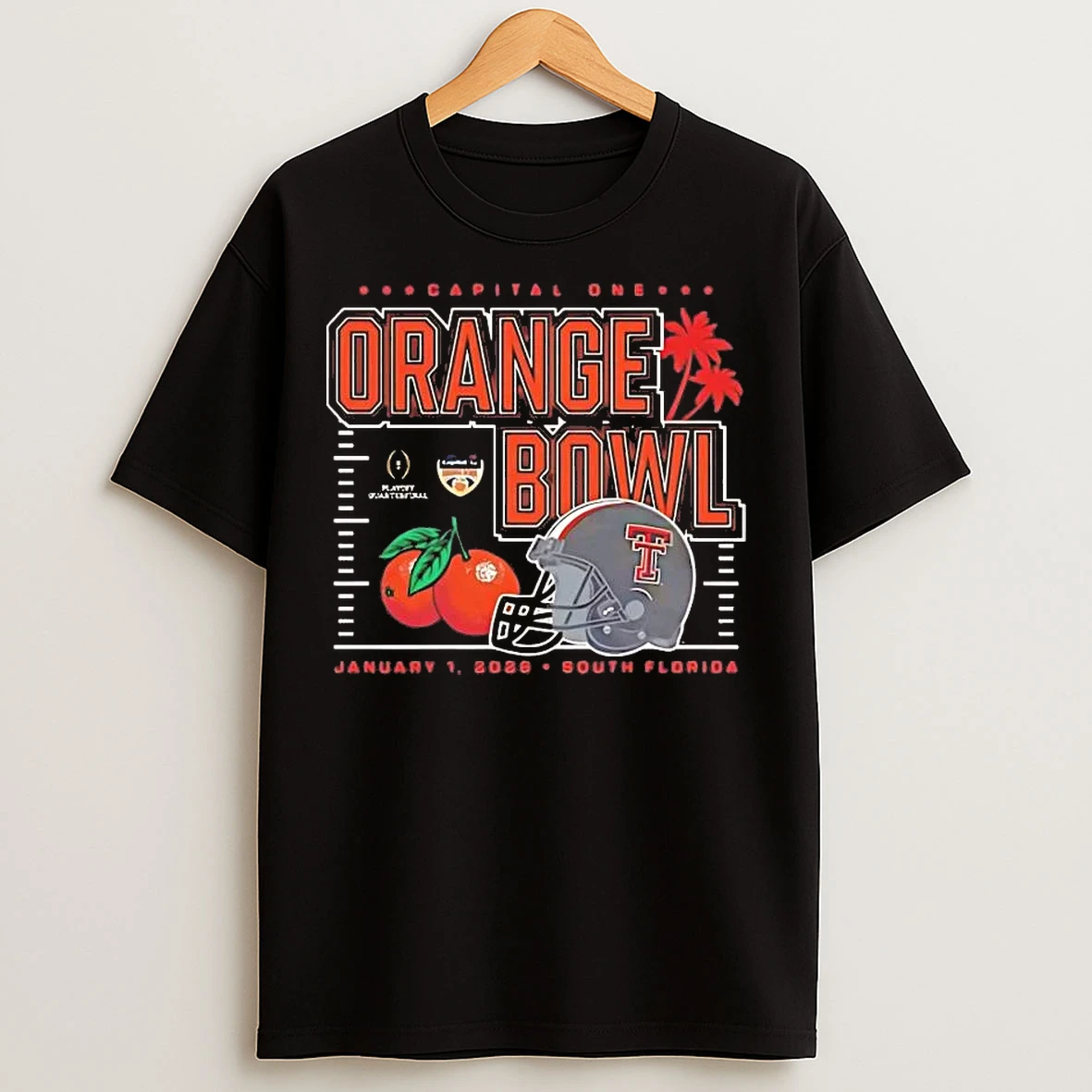 Classic Texas Tech Red Raiders 2026 Capital One Orange Bowl Helmet T Shirts