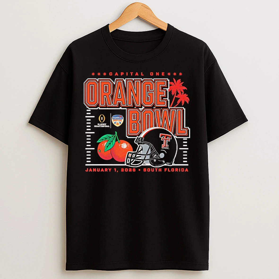 Classic Texas Tech Red Raiders American Football 2026 Capital One Orange Bow T Shirts