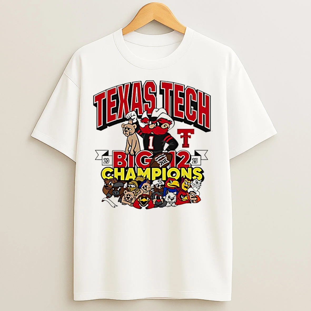 Classic Texas Tech Red Raiders Big 12 Conference Champions 2025 Crushed It Mascot T Shirts