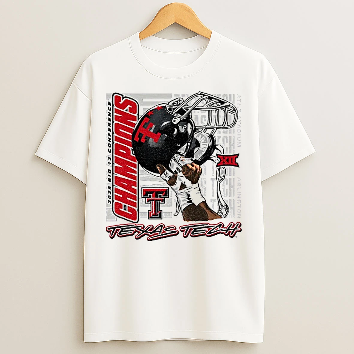 Classic Texas Tech Red Raiders Football 2025 Big 12 Cfp Champions Raise Em Up T Shirts
