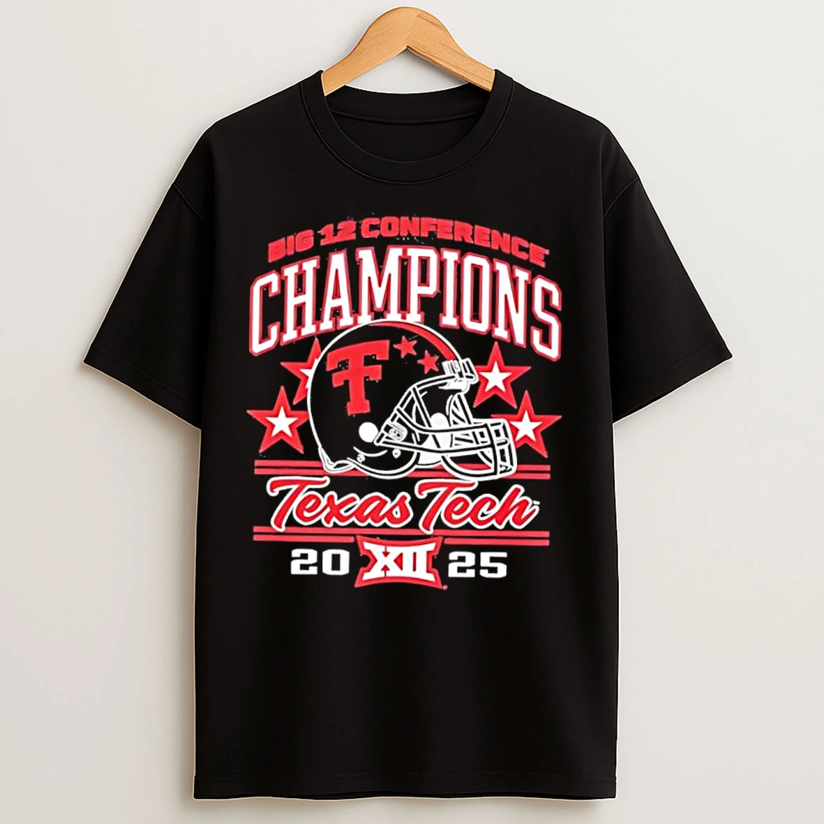 Classic Texas Tech Red Raiders Football 2025 Big 12 Conference Champions Helmet T Shirts