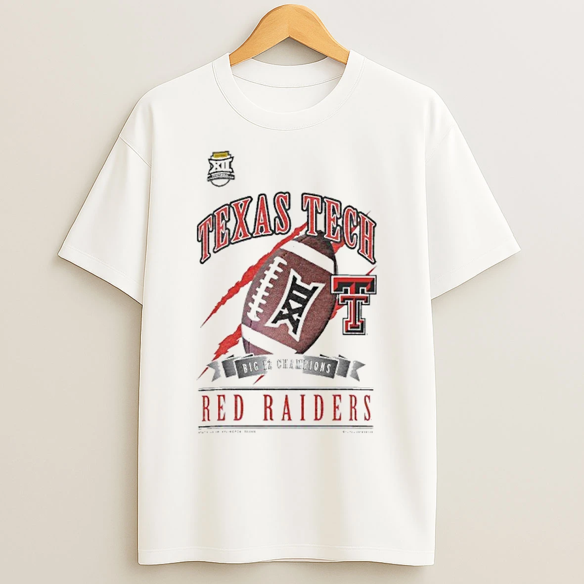 Classic Texas Tech Red Raiders New Era 2025 Big 12 Football Champions Locker Room T Shirts