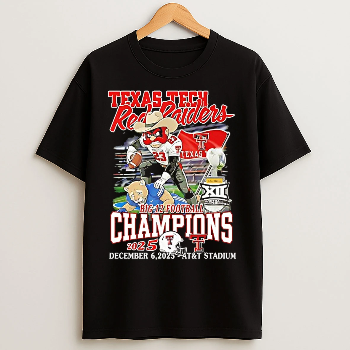 Classic Texas Tech Red Raiders As The 2025 Big 12 Football Champions T Shirts