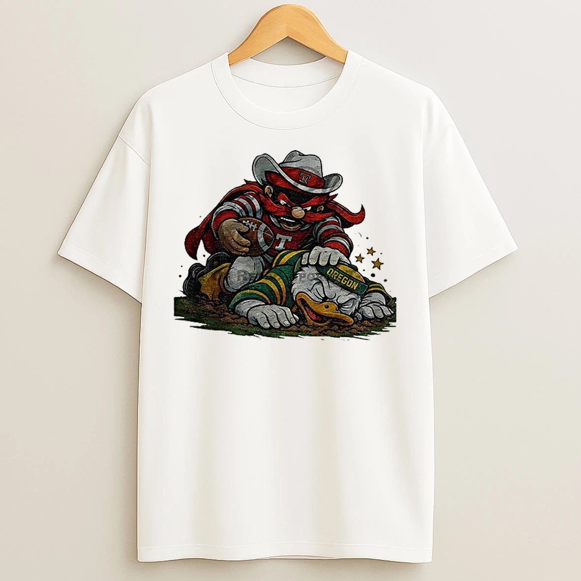 Classic Texas Tech Red Raiders Beat Oregon Ducks Playoffs Retro Rivalries Football Artwork T Shirts