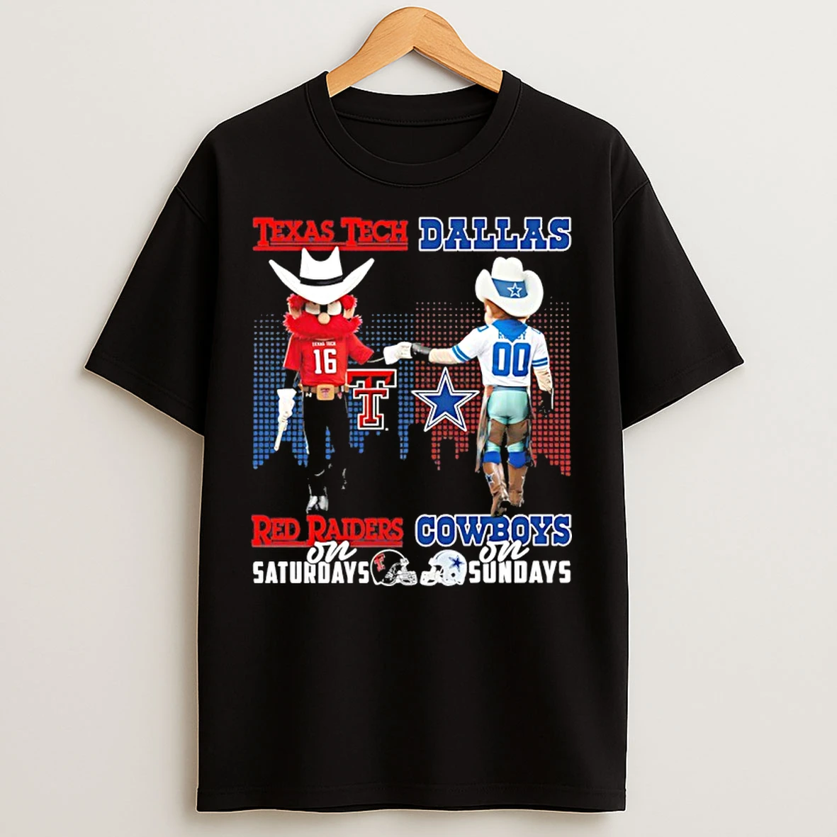Classic Texas Tech Red Raiders On Saturdays Vs Dallas Cowboys On Sundays Mascot Skyline T Shirts