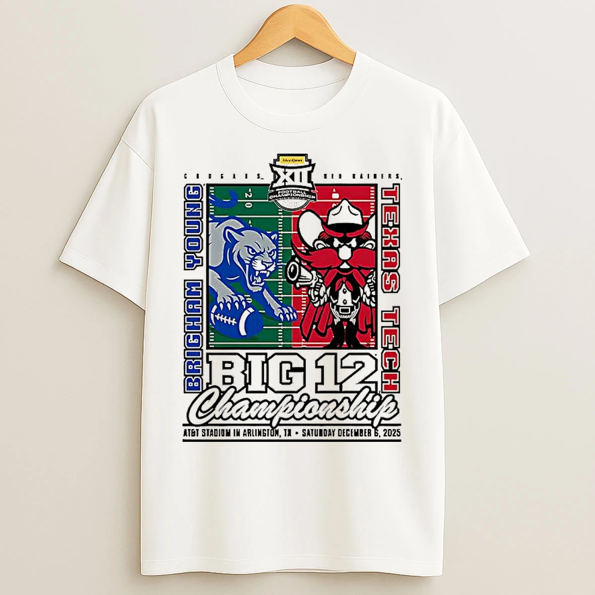 Classic Texas Tech Red Raiders Vs Byu Cougars Big 12 Championship 2025 At And T Stadium T Shirts