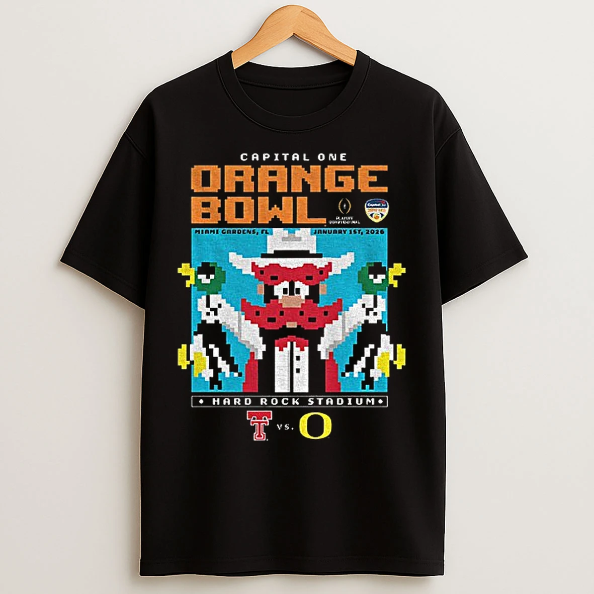 Classic Texas Tech Red Raiders Vs Oregon Ducks 2025 Orange Bowl Capital One 8bit T Shirts