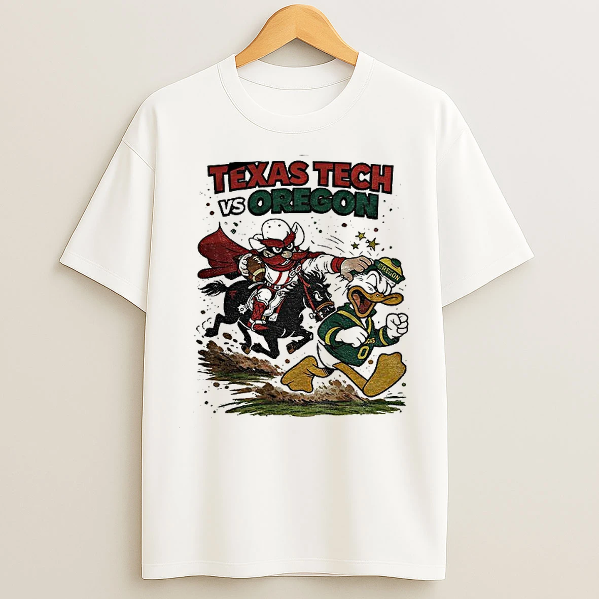 Classic Texas Tech Red Raiders Vs Oregon Ducks Retro Rivalries Football Artwork Cfp T Shirts