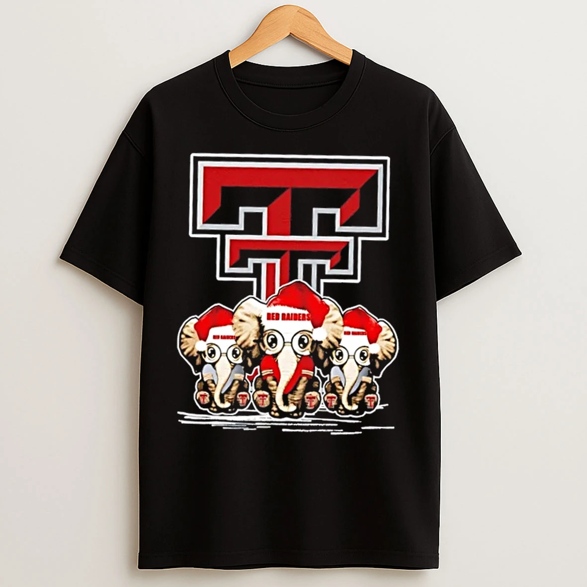 Classic Texas Tech Red Raiders X Elephants Santa Hat Merry Christmas T Shirts