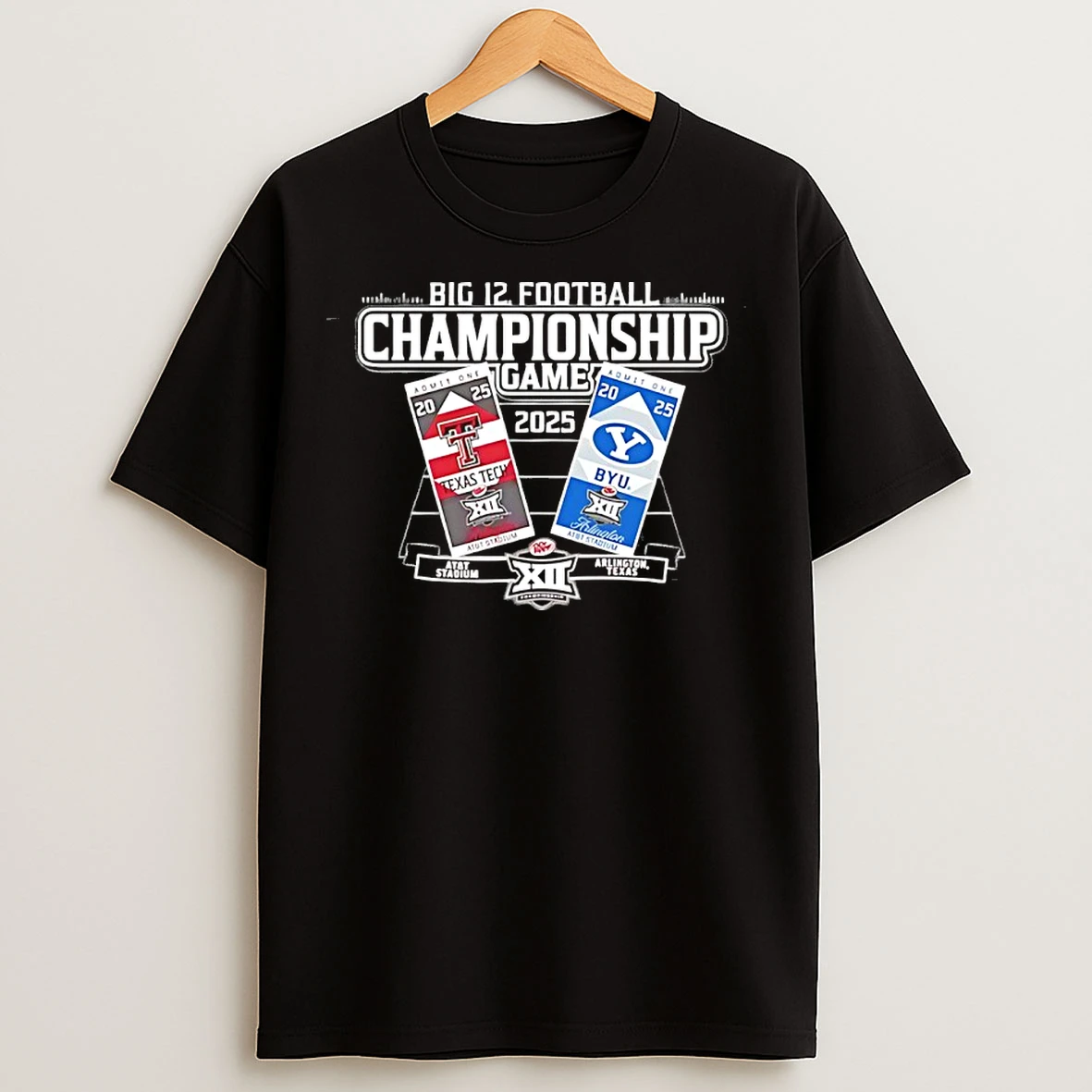 Classic Texas Tech Vs Byu Big 12 2025 Football Championship Ticker T Shirts