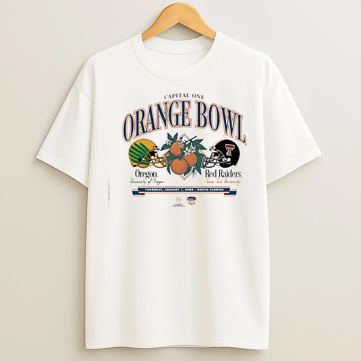 Classic Texas Tech Vs Oregon 2026 Capital One Orange Bowl T Shirts