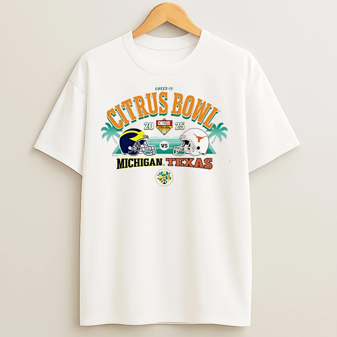 Classic Texas Vs Michigan 2025 Cheez It Citrus Bowl 2 Team Helmets Stadium T Shirts