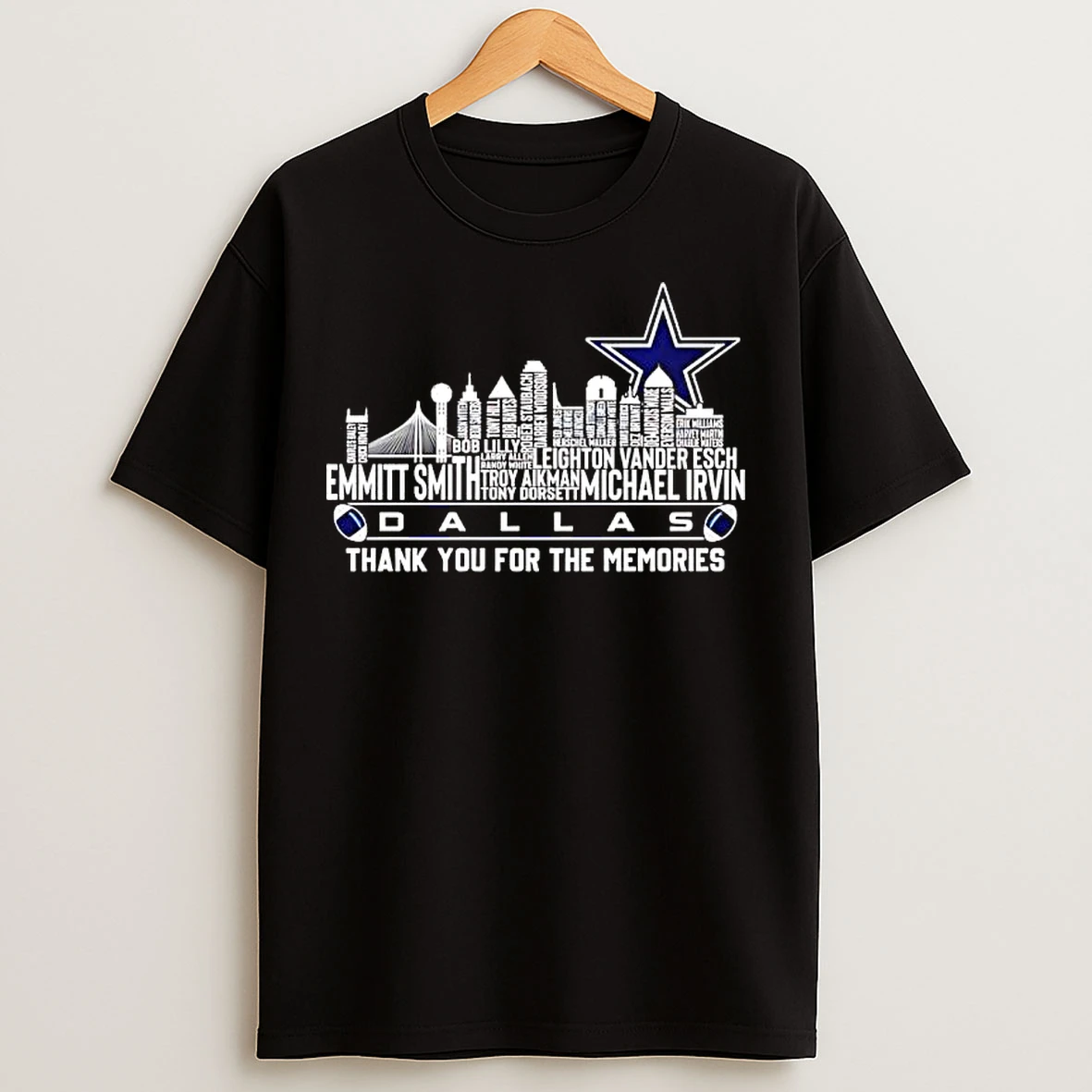 Classic Thank You For The Memories Dallas Cowboys Skyline Players T Shirts