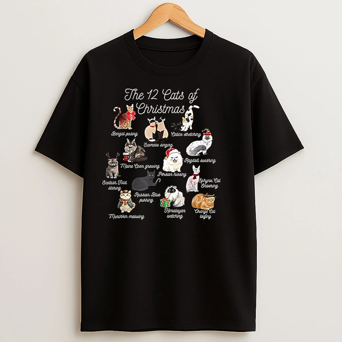 Classic The 12 Cats Of Christmas T Shirts