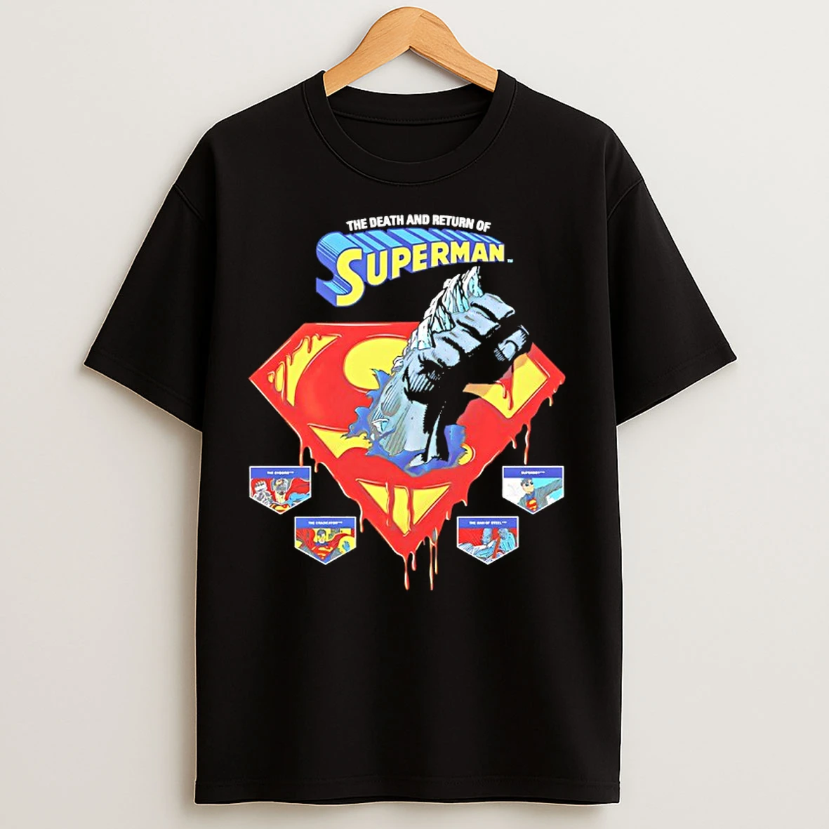 Classic The Death And Return Of Superman Comic Logo T Shirts