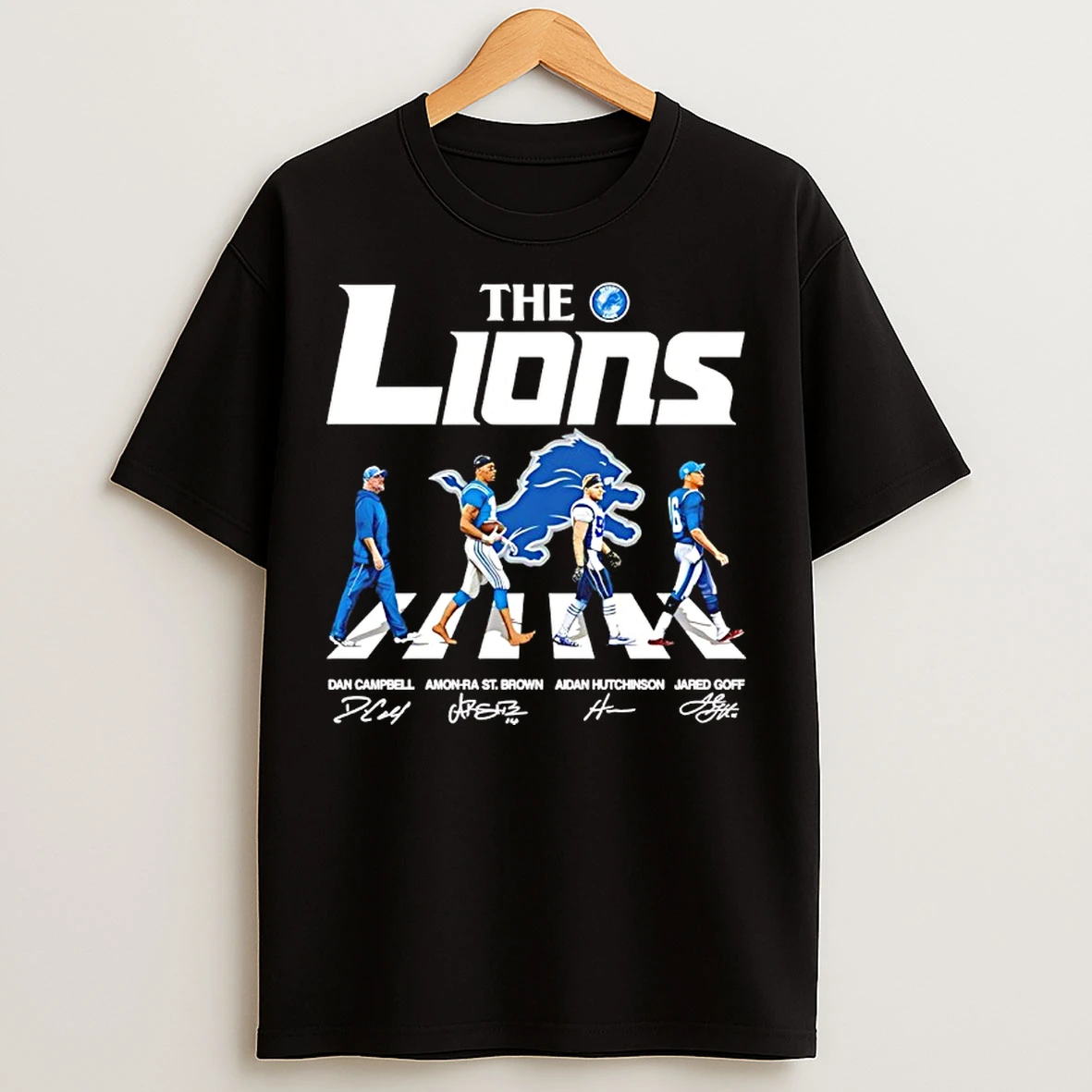 Classic The Detroit Lions Player Walking Autographed T Shirts