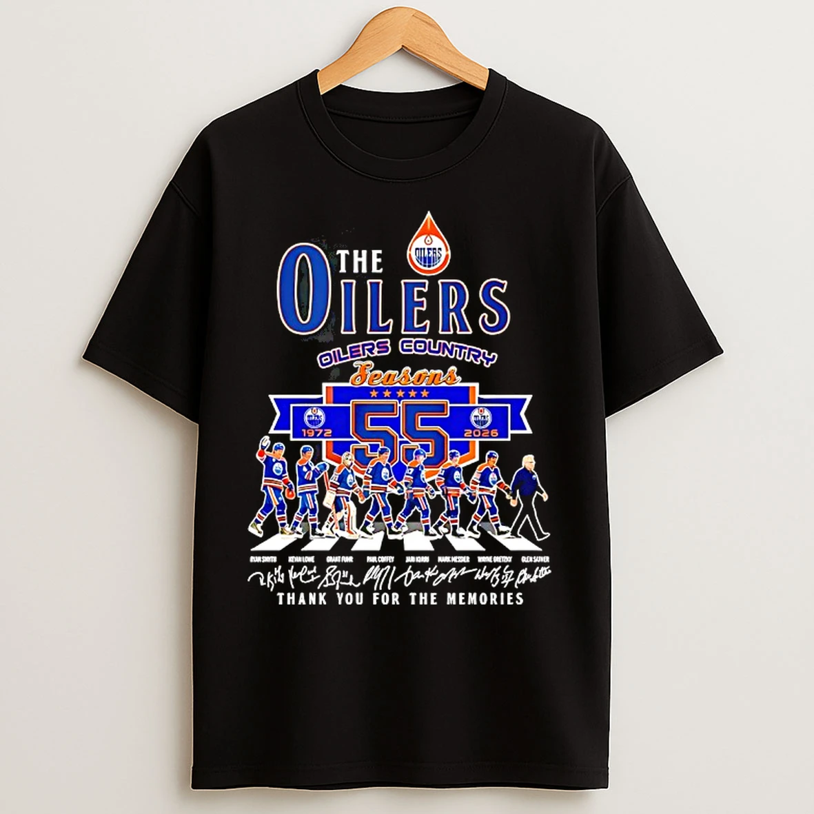 Classic The Edmonton Oilers Country Seasons 55 Years 1972 2026 Signatures Abbey Road Thank You T Shirts