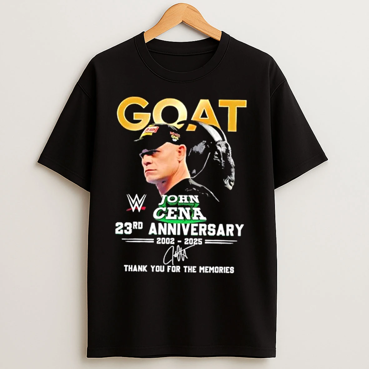 Classic The Goat John Cena 23rd Anniversary 2002 2025 Thank You For The Memories Signature T Shirts
