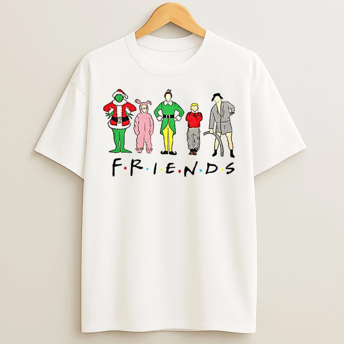 Classic The Grinch Ralphie Parker Buddy The Elf Kevin Mccallister Clark Griswold Friends Merry Christmas T Shirts