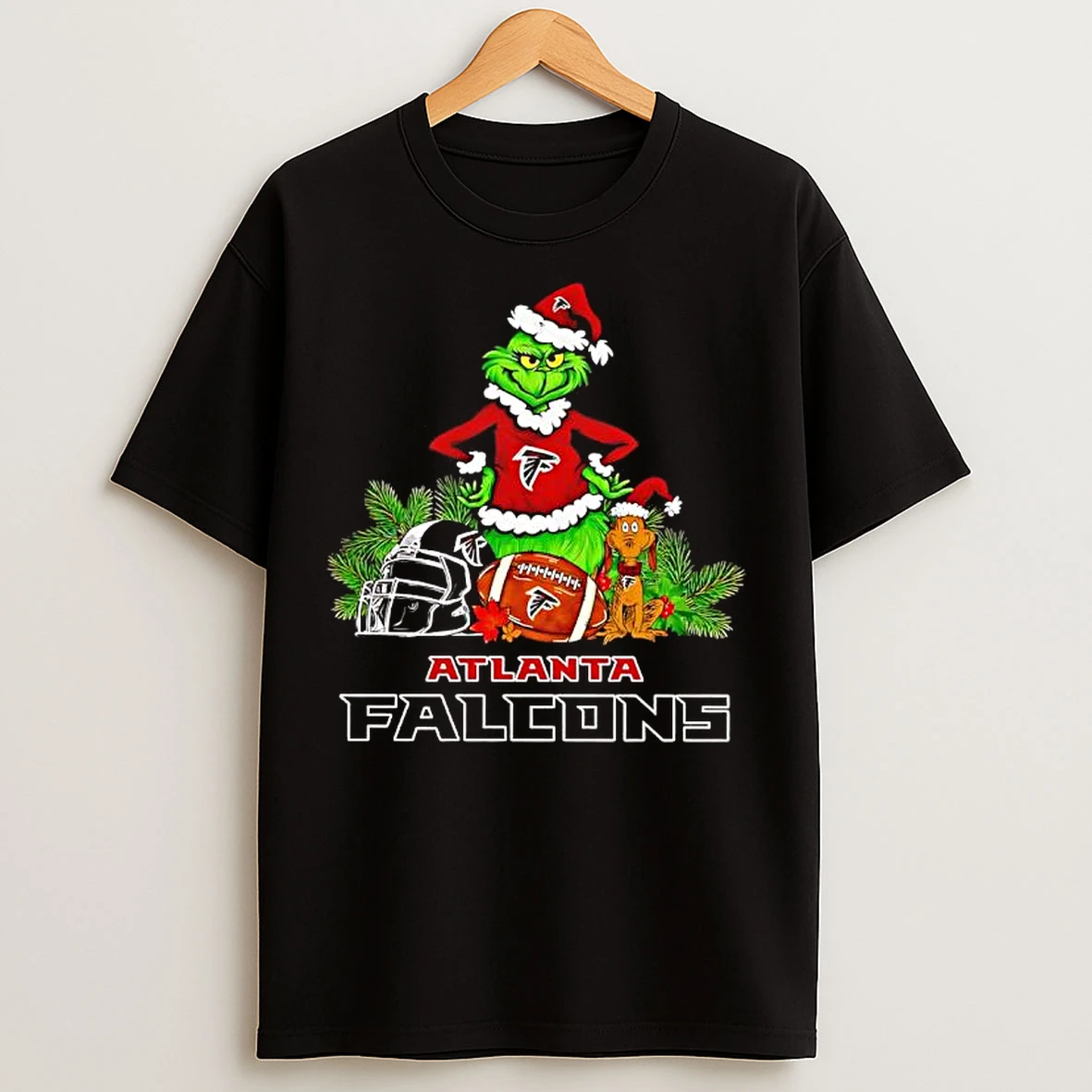 Classic The Grinch And Max Atlanta Falcons Christmas Helmet Items T Shirts