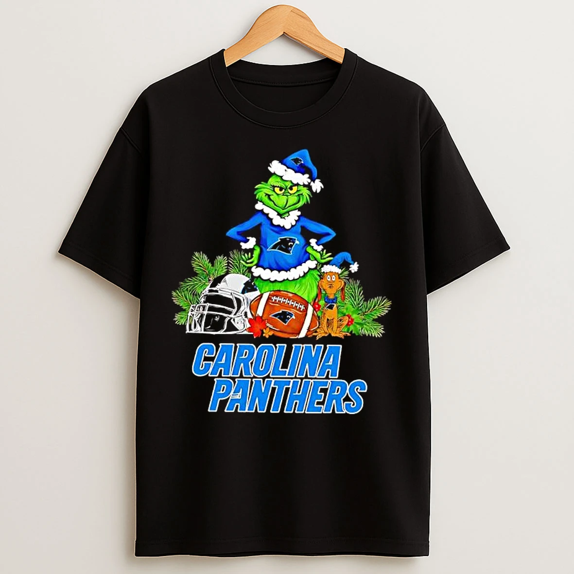 Classic The Grinch And Max Carolina Panthers Christmas Helmet Items T Shirts