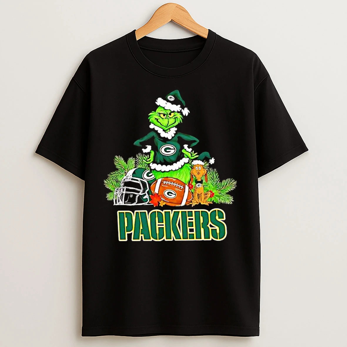 Classic The Grinch And Max Green Bay Packers Christmas Helmet Items T Shirts