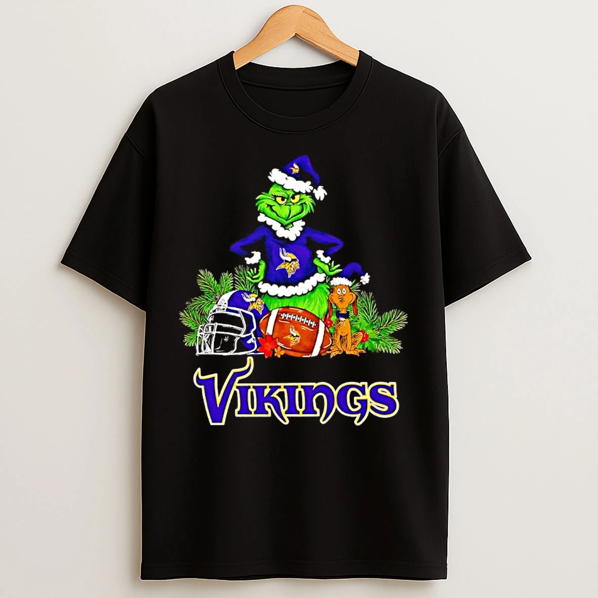Classic The Grinch And Max Minnesota Vikings Christmas Helmet Items T Shirts