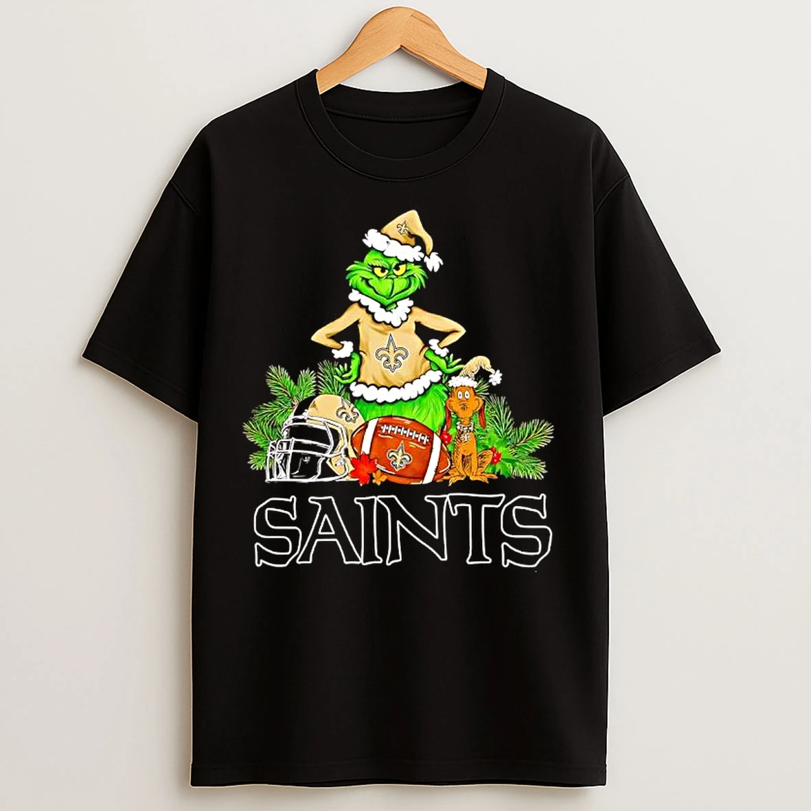 Classic The Grinch And Max New Orleans Saints Christmas Helmet Items T Shirts