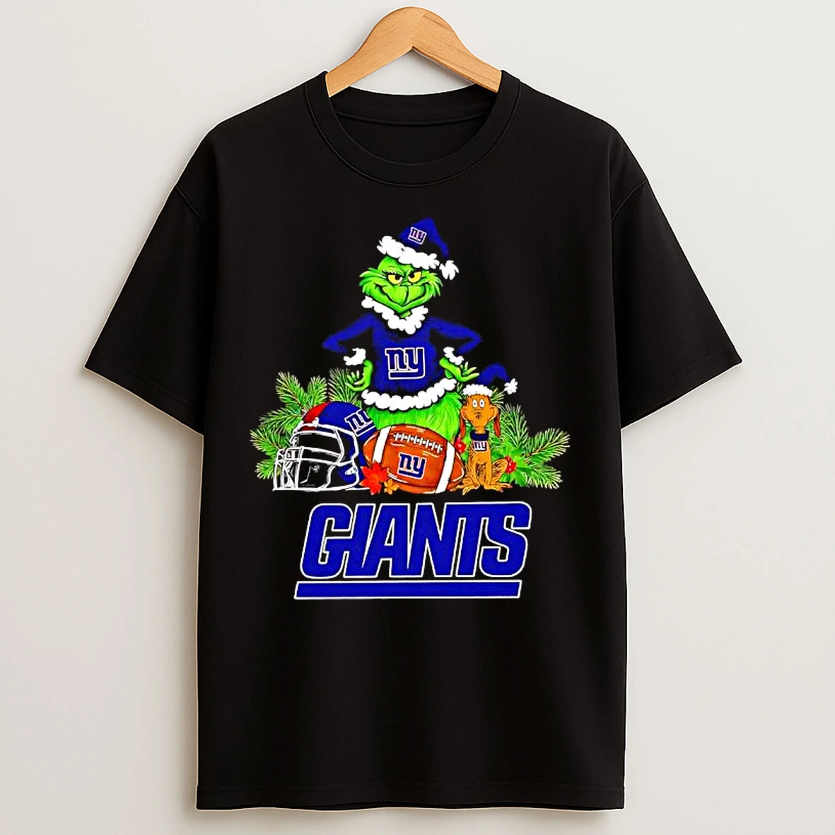 Classic The Grinch And Max New York Giants Christmas Helmet Items T Shirts