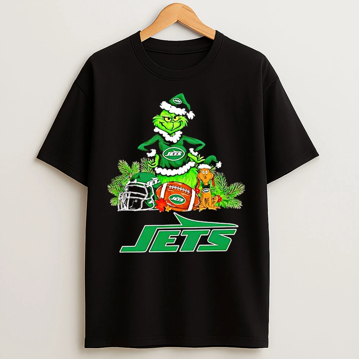 Classic The Grinch And Max New York Jets Christmas Helmet Items T Shirts